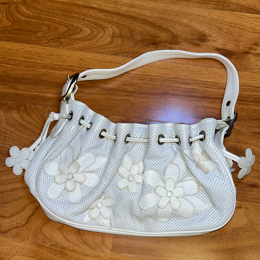 Isabella Fiore Perforated Leather Bag With 3d Flowers